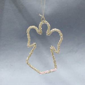 Fil perlé suspendu métal plat ornements de Noël 2024 ange - Product Image 2