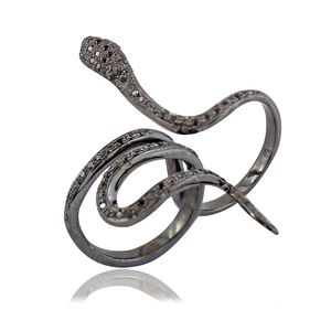 Anillo de Plata de Ley 925 con diseño de serpiente y Diamante, joyería fina, venta al por mayor - Product Image 4