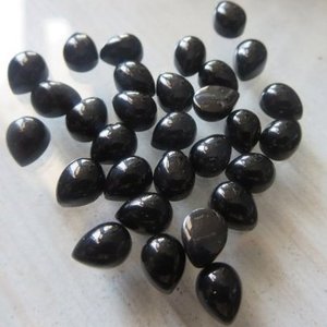 Espinela negra Natural de 6mm y 8mm, pera lisa, cabujón suelto calibrado, proveedor de piedras preciosas, comprar en línea, precio al por mayor, Alibaba, India - Product Image 1