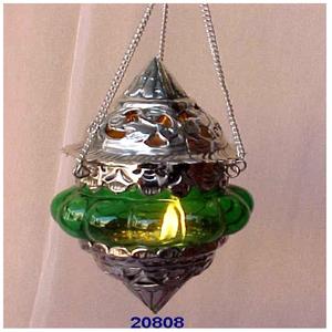 Lanterne suspendue en laiton argenté et verre - Product Image 2