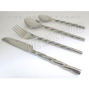 Ensemble de couverts de luxe en acier inoxydable forgé à la main avec poignées de cuillère en métal durables pour mariages fêtes camping utilisation en extérieur - Product Image 1