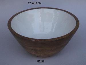Offre spéciale Assiette en émail en bois de manguier Assiette de service à salade en émail en bois bol en bois décoratif fait à la main au prix de gros - Product Image 3