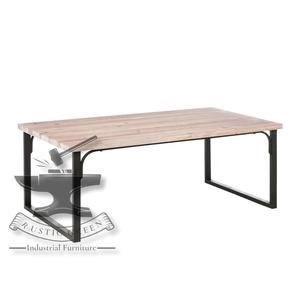 Mesa de comedor de madera de acacia de diseño rústico industrial moderno con pata de hierro para cocina al aire libre Hotel sala de estar o uso en restaurante - Product Image 4