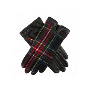 Guantes de cuero tartán con forro de Cachemira para mujer, guantes clásicos de piel de cordero para conducir, guantes para mujer, ciclismo - Product Image 1