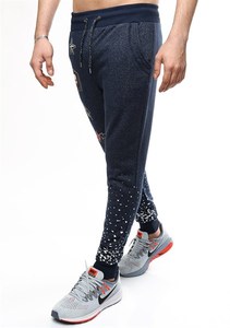 Pantalon de survêtement brodé pour hommes avec taille élastique et poignets décoratifs Type de taille moyenne - Product Image 4