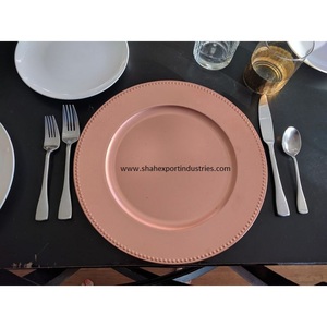 Placas de cargador redondas de Metal con acabado dorado de alta calidad para decoración de mesa de comedor, vajilla, Platos y platos - Product Image 3