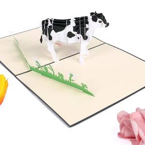 Tarjeta Pop-up Kiricard 3D de Papel con Diseño de Vaca Lechera Vietnamita, Impresión Offset, Objeto de Colección Artístico para Festividades - Product Image 1