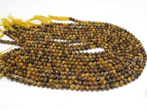 Cuentas de piedras preciosas lisas de forma redonda de ojo de tigre Fabricación de joyas Calidad increíble natural - Product Image 3