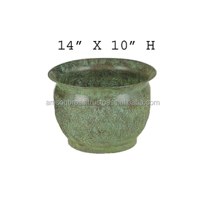 Macetero antiguo de aluminio para interior/exterior, Metal - Product Image 6
