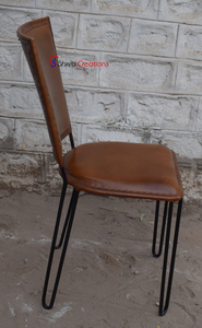 Chaise de salle à manger en cuir véritable avec cadre en fer meubles de restaurant rembourrés pour café hôtels pour restaurants cafés vente en gros en vrac - Product Image 4