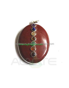 Colgante De Chakra Ovalado De Jaspe Rojo Para Curación - Product Image 1