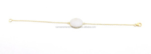 Bracelets de forme ovale faits à la main en argent sterling pierre précieuse Druzy blanche naturelle classique plaqué or galvanisé cadeau pour les femmes - Product Image 5