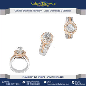 Boucles d'oreilles diamant en or blanc et rose de qualité supérieure Bague en diamant élégante et luxueuse - Product Image 3