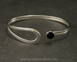 Unique 925 <b>Sterling</b> <b>Silver</b> Black Onyx Handmade <b>Cuff</b> - Product Image 1