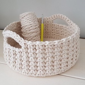 White Crochet <b>Basket</b> From Vietnam - Product Image 3