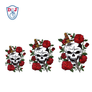 Biểu Tượng Lớn Sắt Trên Các Bản Vá Lỗi Thêu Thiết Kế Hộp Sọ Lửa Màu Xanh Cho Áo Khoác - Product Image 6