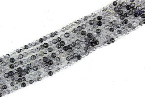 12,5 "de largo, 1 hebra, negro de rutilo Natural piedra preciosa, cuentas Rondelle microfacetadas, joyería de cuarzo para el cabello genuino - Product Image 3