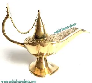 Lampu Antik Indah Gaya Antik Besar 12 "Aladdin Genie Minyak Lampu Ajaib Kuningan Aladdin Timur Tengah