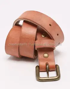 Ceinture de couleur naturelle en cuir, pour hommes et femmes, indienne, haute qualité, avec boucle solide