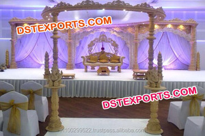 Ensemble de mandap en bois de cygne pour mariage, mandap de mariage traditionnel en bois, design de paon, décoration de mandap, décoration d'événement en Suisse - Product Image 4