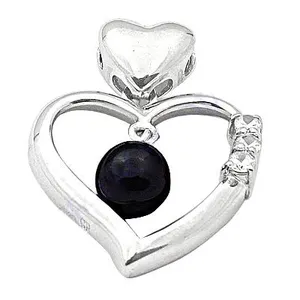 Impresionante elegante CZ colgante corazón negro piedras preciosas Cubic Zircon colgante 925 plata esterlina sólida colgante joyería