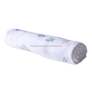 Pure Organic Cotton Muslin Swaddle Blanket | Soft Breathable Newborn Wrap Custom Printed Baby Receiving Nursery Blanket Use - Product Image 1