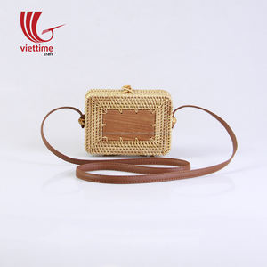 แฟชั่นสี่เหลี่ยมผืนผ้าหวายฤดูร้อนกระเป๋าชายหาดที่มีหนังยาวจับ - Product Image 3