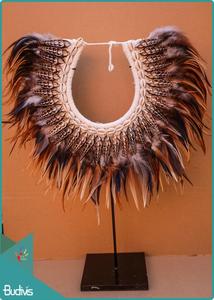 Collar decorativo con plumas estilo Tribal para decoración del hogar, colgante con plumas, concha de Guinea, arte de papu-nueva - Product Image 3