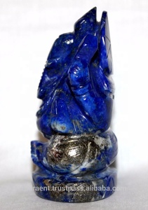 Sculpté à la main Religieux Ganesha Statue Figurine Lapis Lazuli Quartz Pierre Précieuse Sculpture Gravé Ornement De Noël - Product Image 3