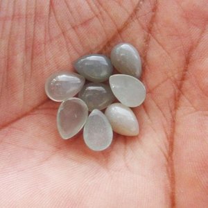 ลูกแพร์มูนสโตนสีเทาธรรมชาติ6มม. 8มม. อัญมณีทรงแบนปรับเทียบทรงหลวม - Product Image 1
