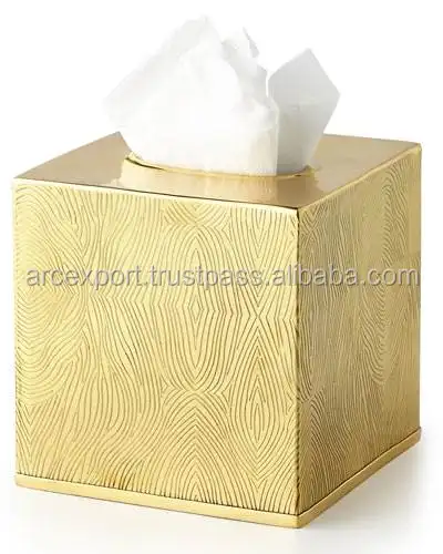 Gold Plated Metal Tissue Box Fancy Rectangle Shape Decoration Luxury Standard Tissue Box