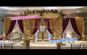 Conjunto de Mandap con Forma de Trompa de Elefante para Bodas Indias, Arco y Sillas de Fibra Nueva, Pilar de Mandap para Bodas con Forma Única de Trompa de Elefante, Nueva York - Product Image 4