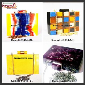 Mini sac à main en acrylique, blocs de construction vintage, design bakélite, pochette, style personnalisé - Product Image 4