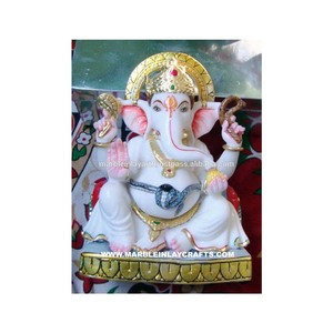 Statue de Ganesh en marbre blanc, statue de Ganpati en marbre - Product Image 1