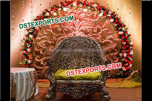 Glorious Golden-Marcos traseros para boda, decoración de escenario de boda, estilo indio, conjunto de Marco trasero de fibra - Product Image 3