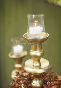 <b>Glass</b> Hurricanes Gold Candelabra Heavy Duty of Aluminium Gold Plated Candelabra <b>Glass</b> <b>Candle</b> <b>Holder</b> for Wedding Decoration - Product Image 3