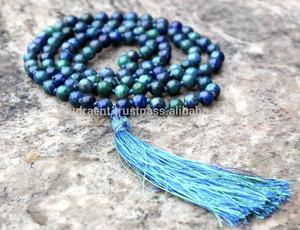 คราวน์จักระ Chrysocolla 108ลูกปัดมาลาสร้อยคอเครื่องประดับพู่ผ้าไหมคลาสสิกพุทธศาสนา8มม. การประเมินบุคคลที่สามเรียบรอบ - Product Image 3