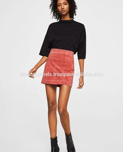 Fábrica de China al por mayor faldas baratas personalizadas mujeres Zip transpirable piel de oveja genuina minifalda - Product Image 6