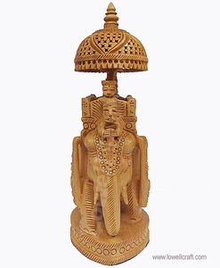 <b>WOODEN</b> <b>CARVED</b> UMBRELLA AMBARI ELEPHANT - Product Image 4