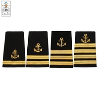 Épaulettes de capitaine OEM personnalisées, export, avec quatre barres dorées, ancre, tresse en fil de bouillon français, à enfiler, haute qualité