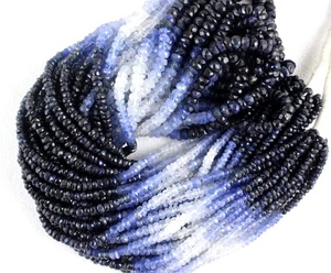 AAA Grade 14 "Long 1 Brin Naturel Bleu Saphir Facettes Rondelle Perles Étincelantes Tiers Certifié Bijoux De Haute Qualité - Product Image 1