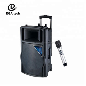 Venta caliente negro 12 pulgadas trolley activo altavoz con micrófono inalámbrico <span class=keywords><strong>karaoke</strong></span> altavoz para <span class=keywords><strong>el</strong></span> aire libre - Product Image 1