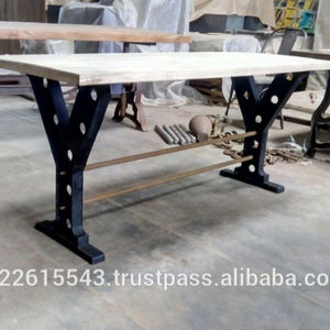 Table à manger style industriel en métal et en bois, Table à manger de style Vintage - Product Image 6