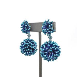Boucles d'oreilles pendantes à billes bleues perlées pour femmes, style bohème, avec cristaux et strass, bijoux d'anniversaire S.N.HANDICRAFTS en alliage - Product Image 1