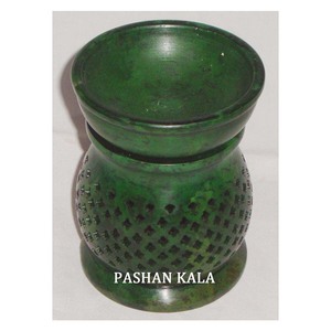 Beautiful Green Colored Soapstone Aroma Oil Burners - Product Image 1