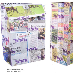 White Newspaper <b>Bags</b> Geometric Pattern <b>Medium</b> <b>Size</b> Rope Handle Handmade Gift Envelop for Daily Packaging - Product Image 3
