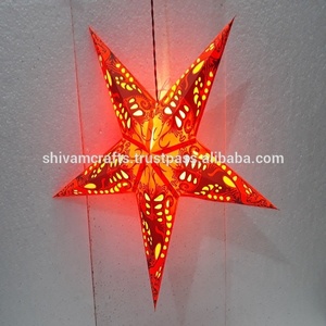 Nouvelles lampes/lanternes en papier imprimé faites à la main, 60 cm, couleurs mélangées, marque LAXMANS, pour la décoration intérieure de Noël, vente en gros en Inde - Product Image 2