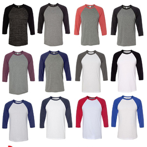 T-shirt à manches raglan 100% coton pour adultes Design élégant Vêtements de sport respirants grande taille pour Baseball et Softball - Product Image 2