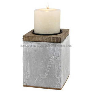 Béton pot de bougie avec couvercle en bois - Product Image 4