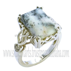 New Product 925 Sterling <b>Silver</b> Dendritic Agate Gemstone <b>Ring</b> for <b>Men</b> and Women Eternity Vermeil <b>Rings</b> Wholesale Jewelry - Product Image 2